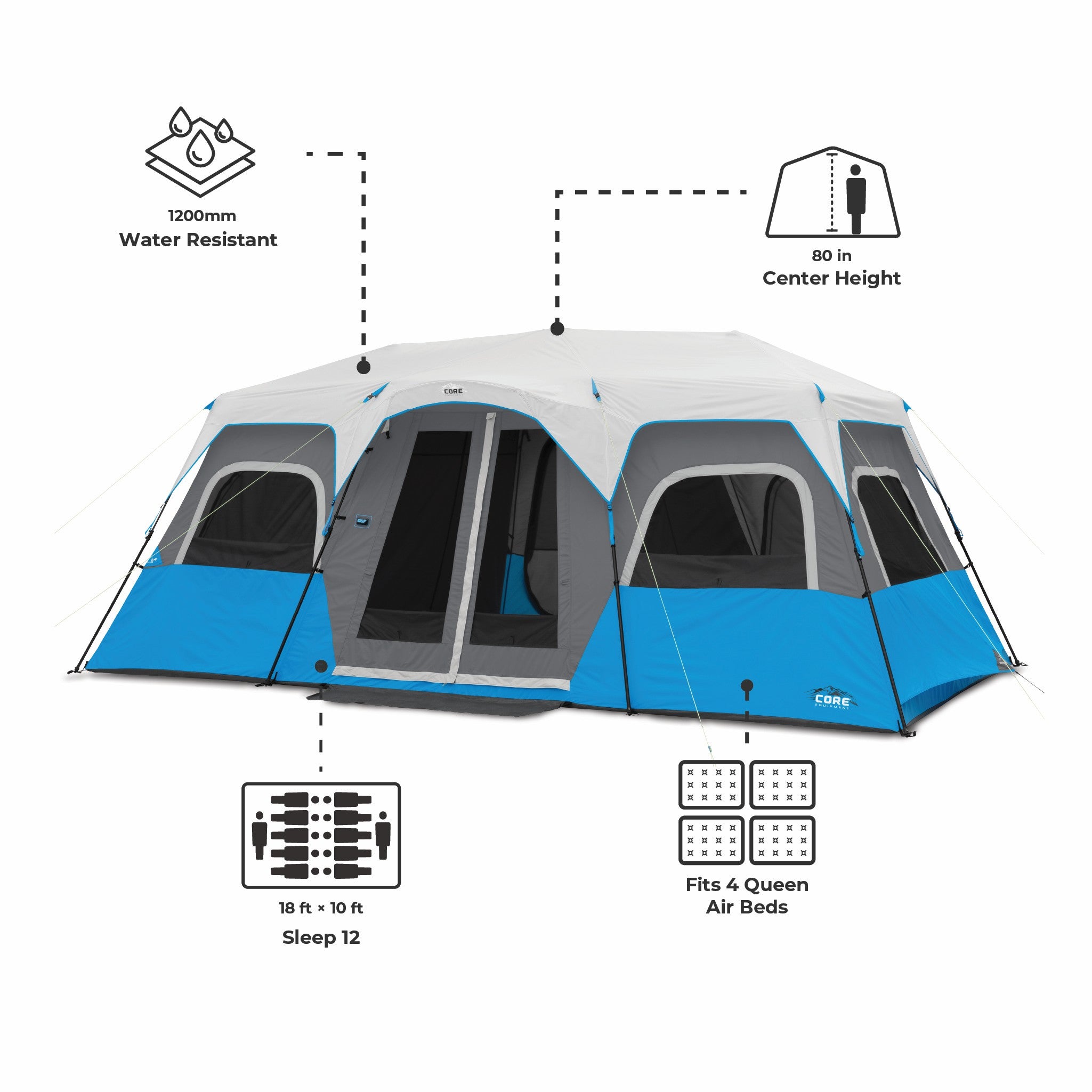 12 Person Lighted Instant Cabin Tent - Image 3