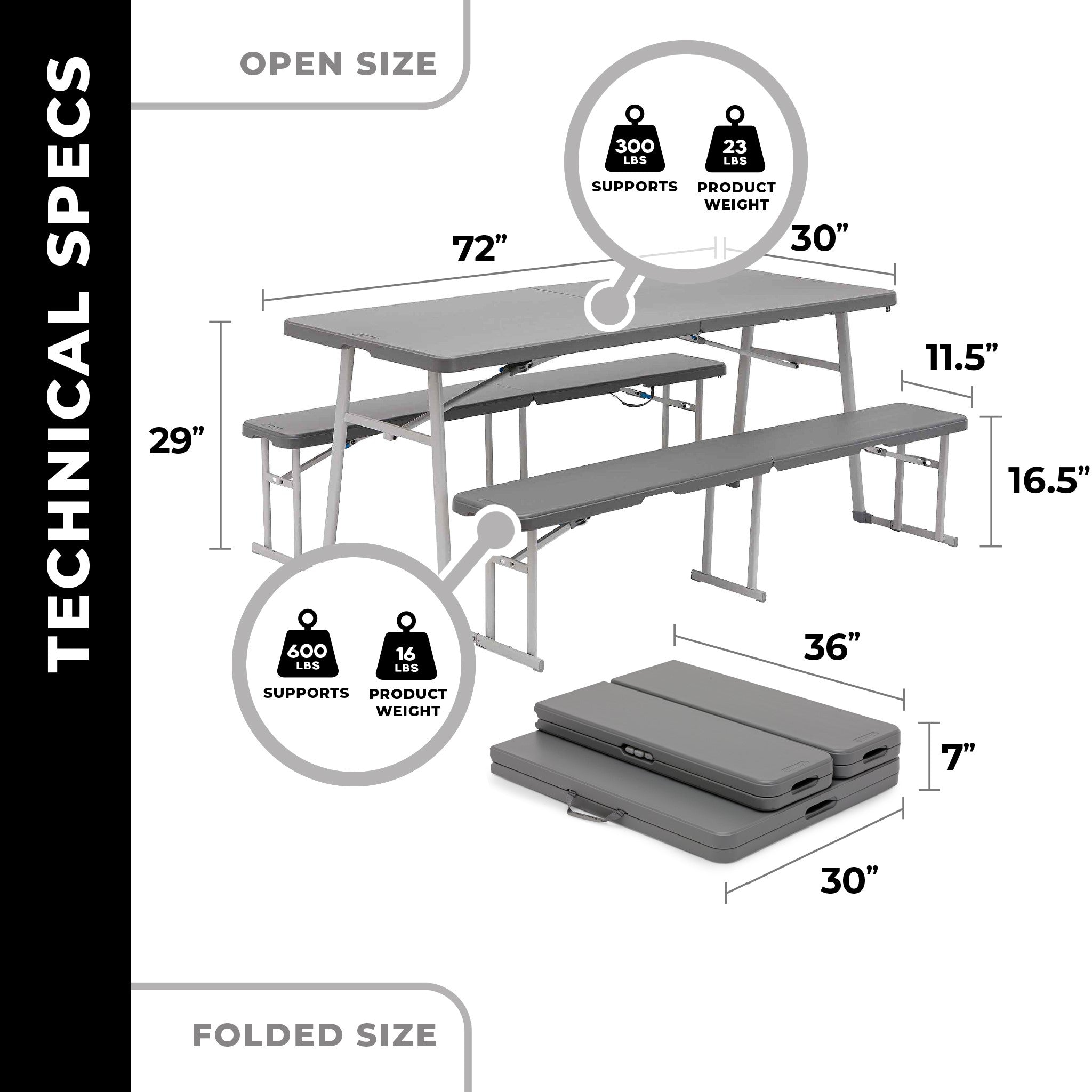 6 Foot Picnic Table 3-in-1 Combo - Image 4