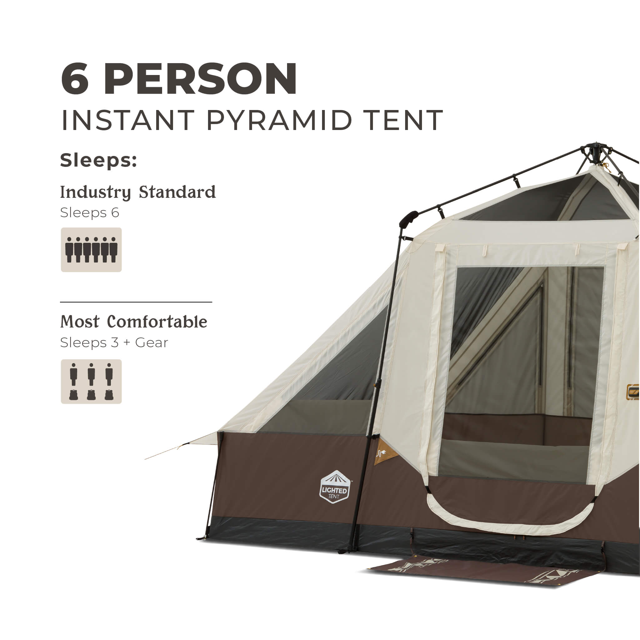 6 Person Lighted Instant Pyramid Tent - Image 7