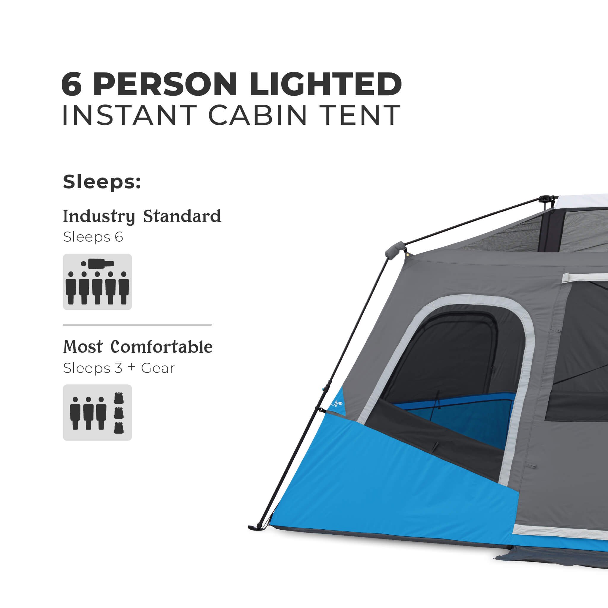 6 Person Lighted Instant Cabin Tent - Image 8