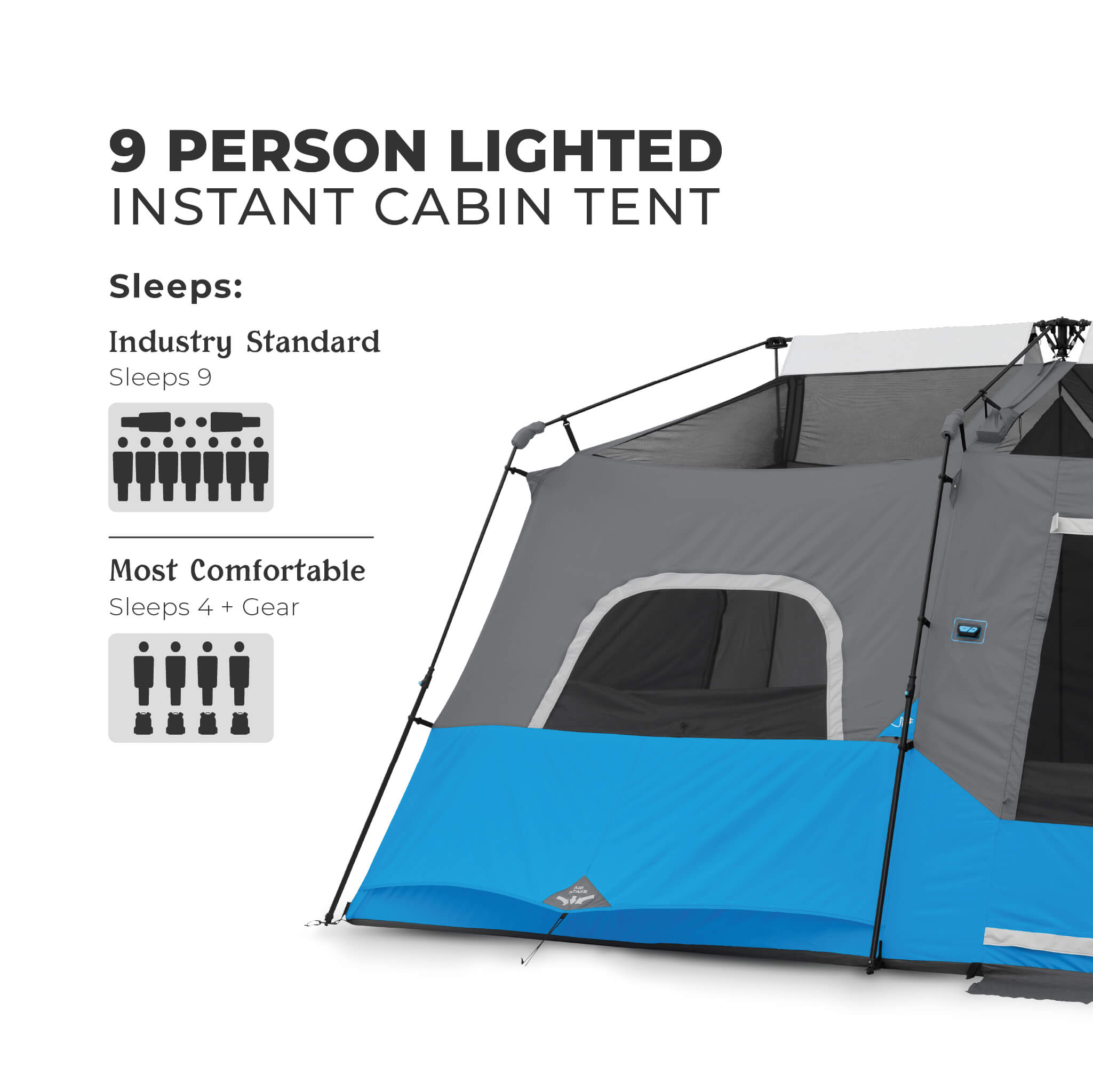 9 Person Lighted Instant Cabin Tent - Image 8