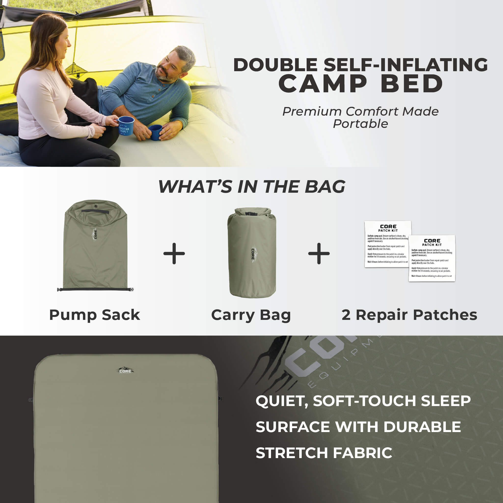 4 Season Double Self Inflating Camping Bed - Image 3